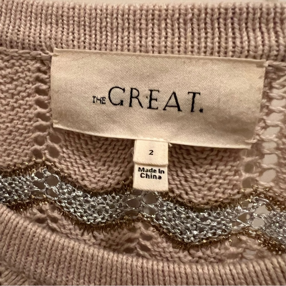THE GREAT Beige Open Knit Metallic Sweater‎ - Picture 3 of 8